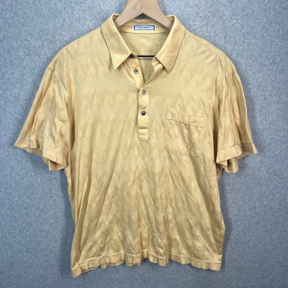 Yves Saint Laurent Other - YSL Yves Saint Laurent Polo Shirt Mens L Yellow Vintage 90s Knit Logo Pocket EUC